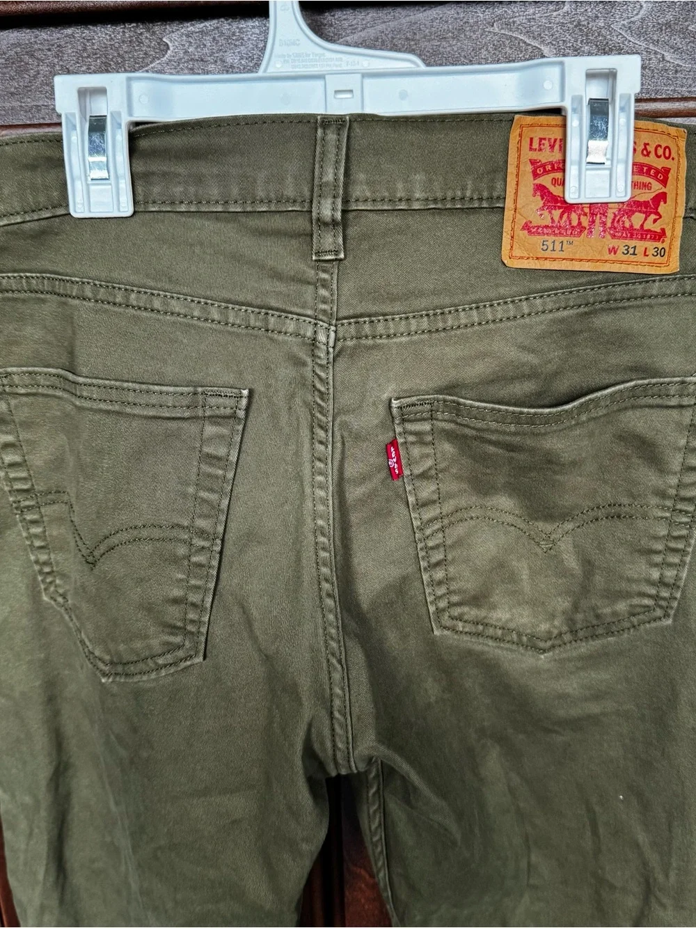 Levi’s 511 Olive Green Slim Fit Stretch Twill Pants Size 31